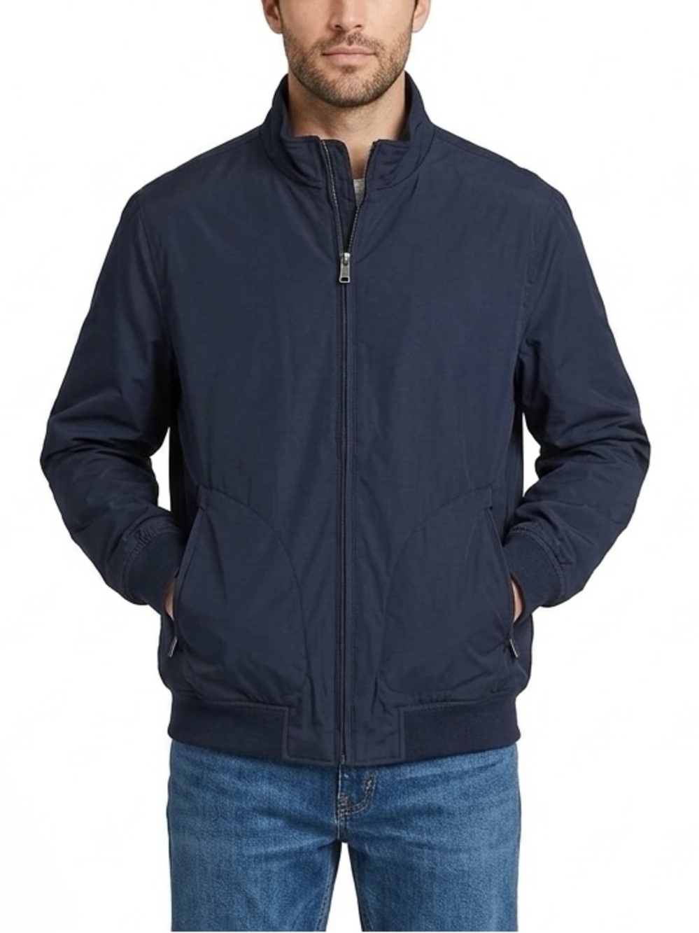 RALPH LAUREN CHAPS Navy Stand Collar Windbreaker Jacket XL lcsr $100 NWOT